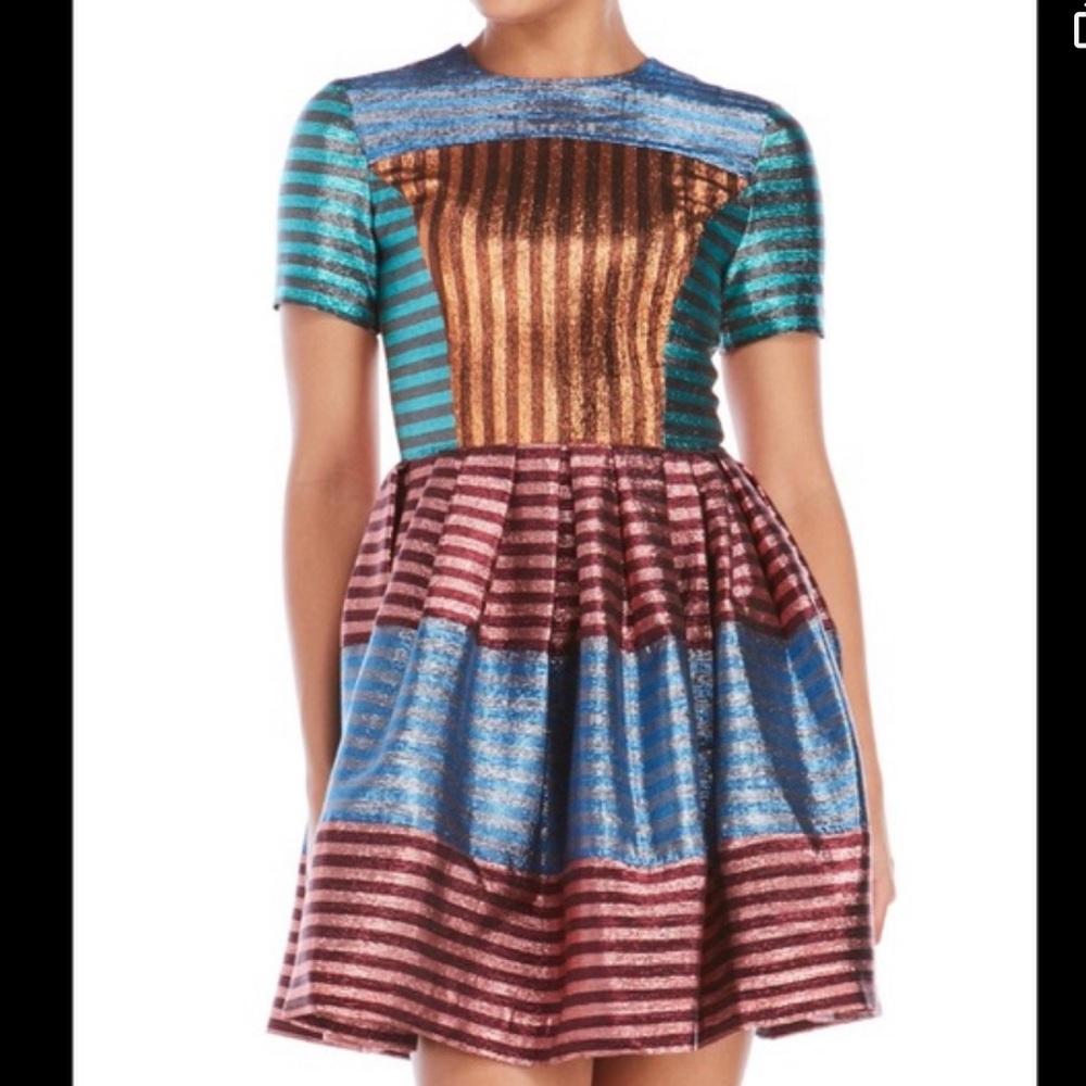 House of Holland Multi striped metallic dress sz 2